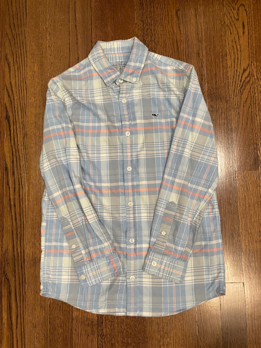 Vineyard Vines Light Blue and Pink Plaid Button-Down Shirt